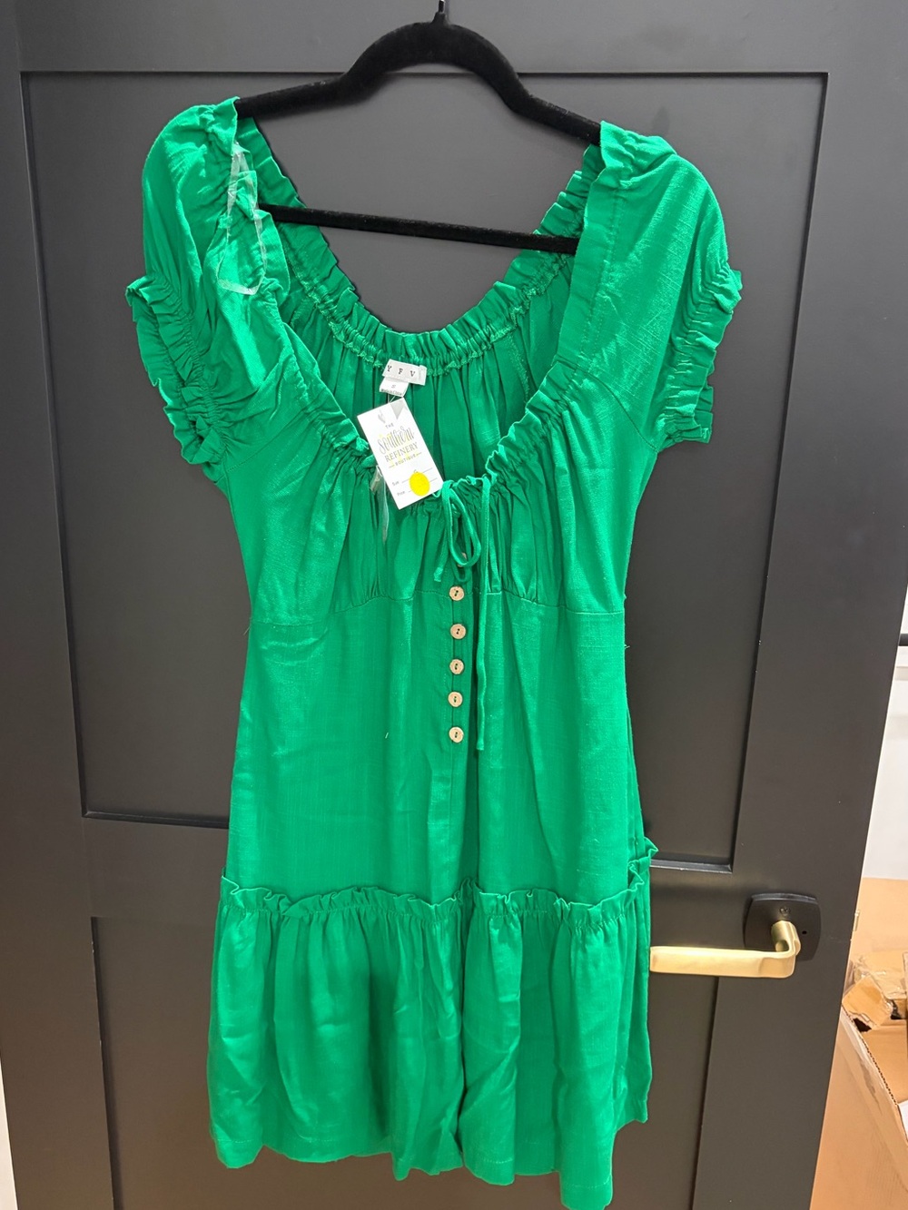 HYFVE Green Mini Dress with Ruffle Details
